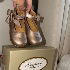 Bonpoint Rose Gold Bow maryjane shoes